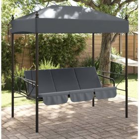 Patio Swing Bench with Canopy Dark Gray Steel
