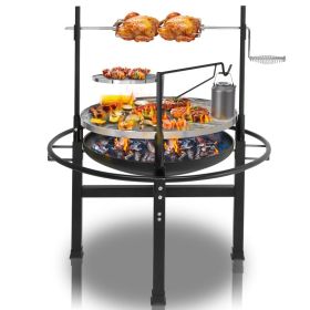Round Black Iron Spray Coated Grill (Color: Black)