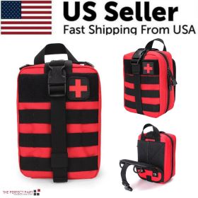 Tactical First Aid Kit Medical Molle Rip Away EMT IFAK Survival Emergency Bag (Pouch Color: Red)